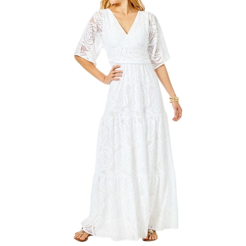 Lilly Pulitzer Parigi Blossom Lace Maxi Dress Size Large NWT